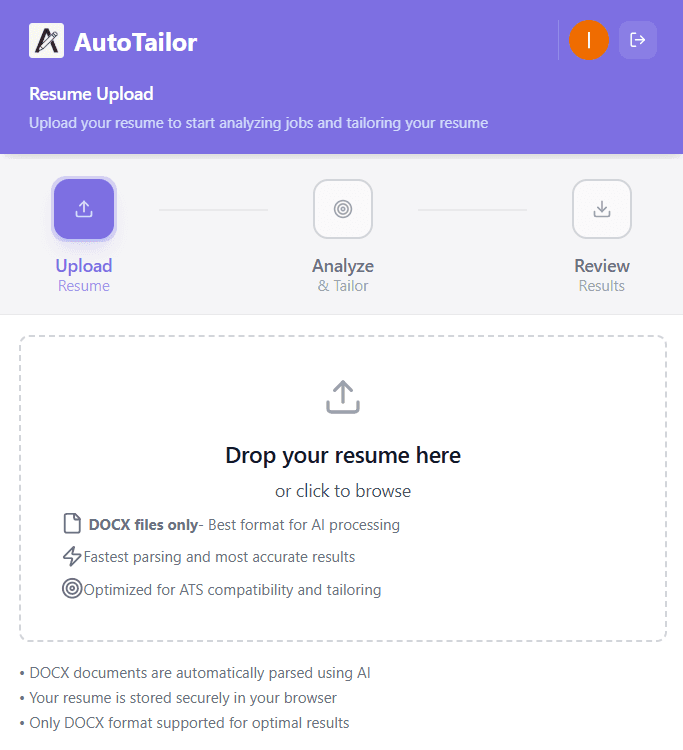 Upload CV Interface - Chrome Extension